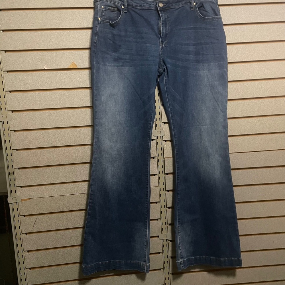 Sterling Kreek Womens Flare‎ Wide Leg Jeans Medium Wash Blue Denim Size 15/16